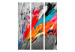 Folding Screen Fiery Bird (3-piece) - joyful colorful abstraction on a gray background 133057 additionalThumb 3