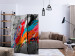 Folding Screen Fiery Bird (3-piece) - joyful colorful abstraction on a gray background 133057 additionalThumb 4