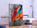 Folding Screen Fiery Bird (3-piece) - joyful colorful abstraction on a gray background 133057 additionalThumb 2