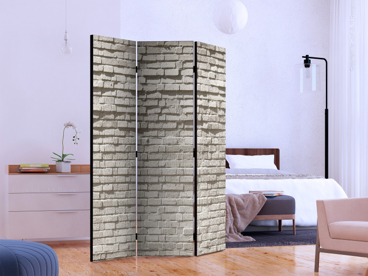 Room Divider Screen Brick Wall: Minimalism (3-piece) - composition in gray background 133457 additionalImage 2