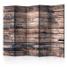 Folding Screen Burnt Planks II (5-piece) - composition with texture of wood 133557