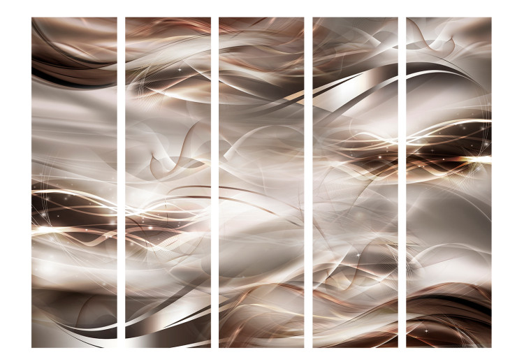 Room Divider Nut Waves II - golden undulating patterns in an abstract 3D motif 133757 additionalImage 3