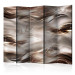 Room Divider Nut Waves II - golden undulating patterns in an abstract 3D motif 133757