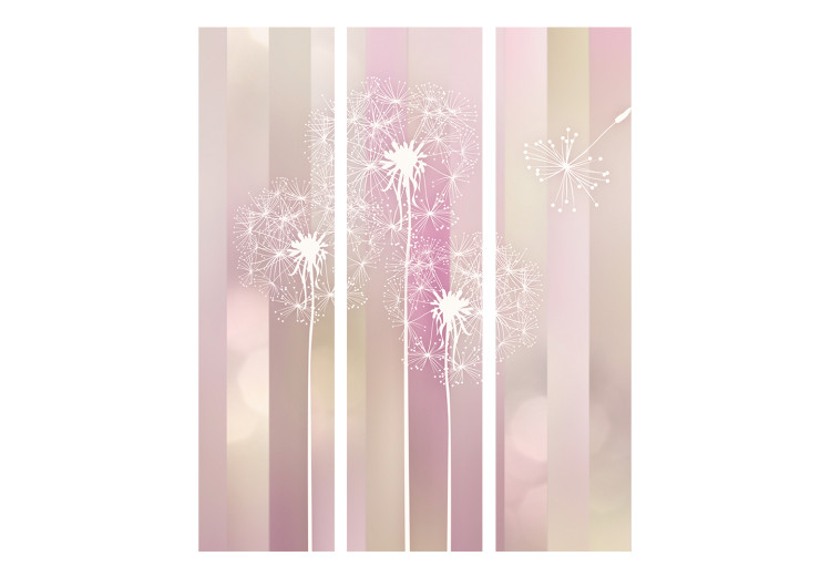 Room Divider Screen Garden of Serenity - composition of dandelion flowers on a light pink background 133857 additionalImage 3