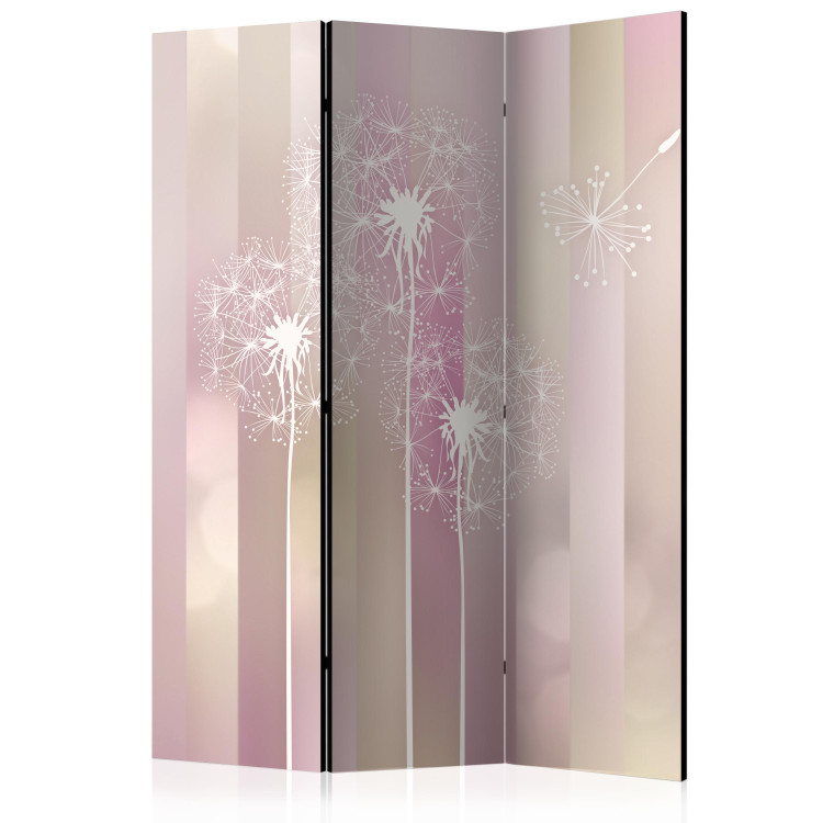 Room Divider Screen Garden of Serenity - composition of dandelion flowers on a light pink background 133857