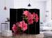 Room Divider Screen Azalea in Black II - romantic flowers on a black background 133957 additionalThumb 2