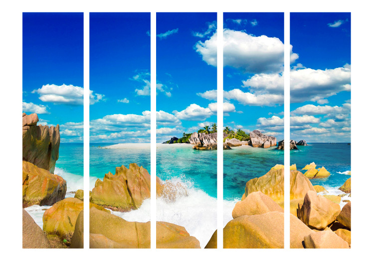 Folding Screen Summer Haven II - tropical seascape with rocks and a paradise island 134057 additionalImage 3