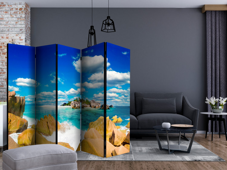 Folding Screen Summer Haven II - tropical seascape with rocks and a paradise island 134057 additionalImage 4