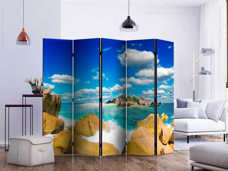 Folding Screen Summer Haven II - tropical seascape with rocks and a paradise island 134057 additionalImage 2