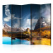 Folding Screen Bird Cloud II (5-piece) - lake and castle landscape with mountains 134157