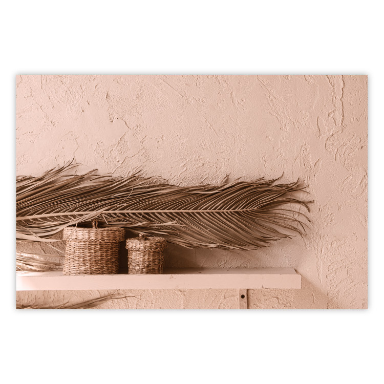 Poster Moroccan Composition - palm leaf and baskets covering the wall 134757