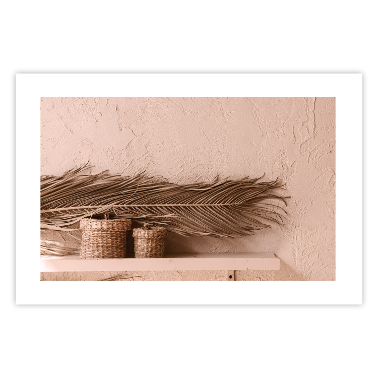 Poster Moroccan Composition - palm leaf and baskets covering the wall 134757 additionalImage 17