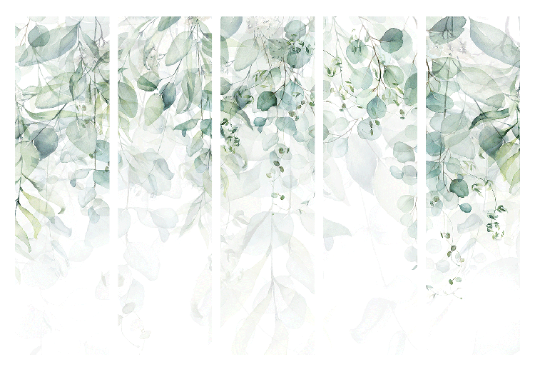 Room Separator Touch of Nature - First Variant II (5-piece) - Delicate leaves 136157 additionalImage 7
