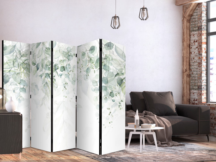 Room Separator Touch of Nature - First Variant II (5-piece) - Delicate leaves 136157 additionalImage 4