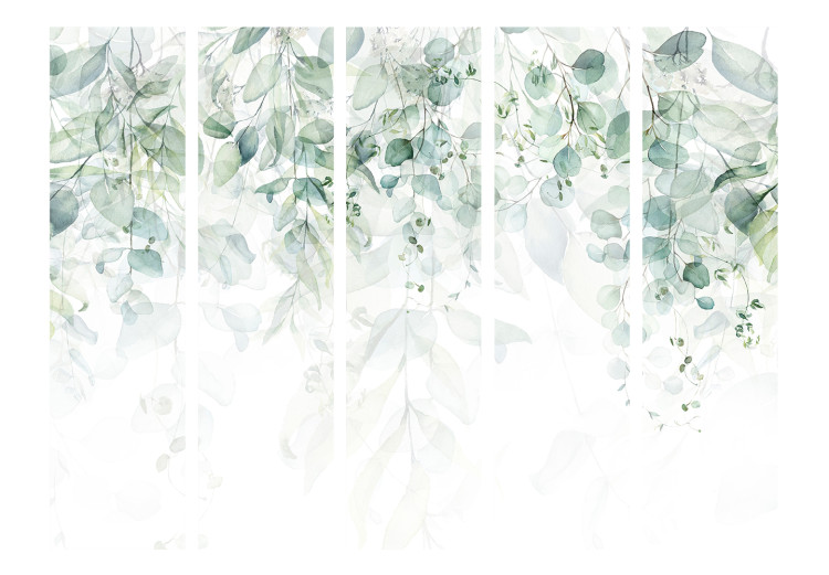 Room Separator Touch of Nature - First Variant II (5-piece) - Delicate leaves 136157 additionalImage 3