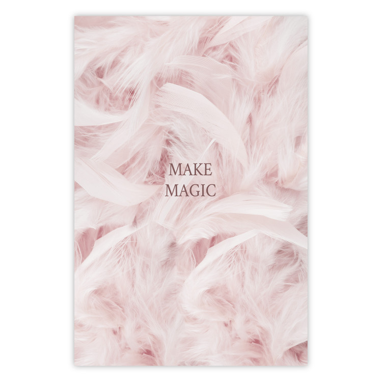 Poster Pink Feathers - fluffy pastel composition with English text 136457