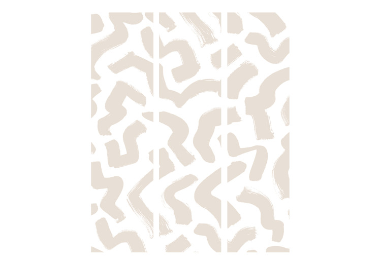 Room Divider Screen Beige Pattern (3-piece) - Simple abstraction in scandiboho style 136557 additionalImage 3