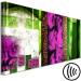 Canvas Abstraction with Roses (1-piece) Narrow - pink flowers and green background 138357 additionalThumb 6