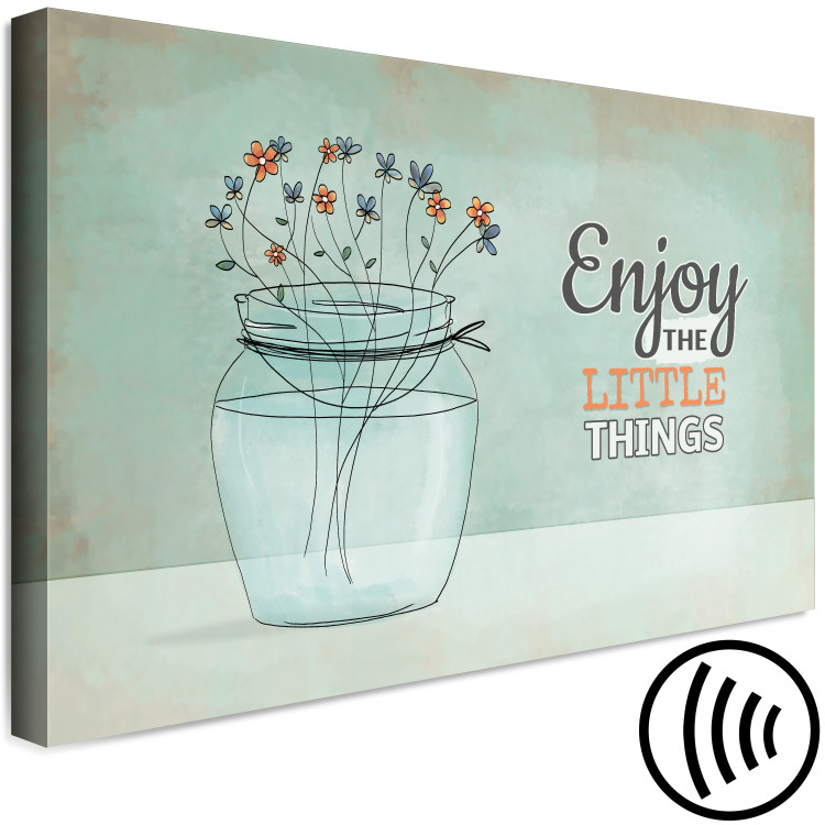 Canvas Flowers in a Jar - Plants in a Vase and a Vintage Sentence 146157 additionalImage 6