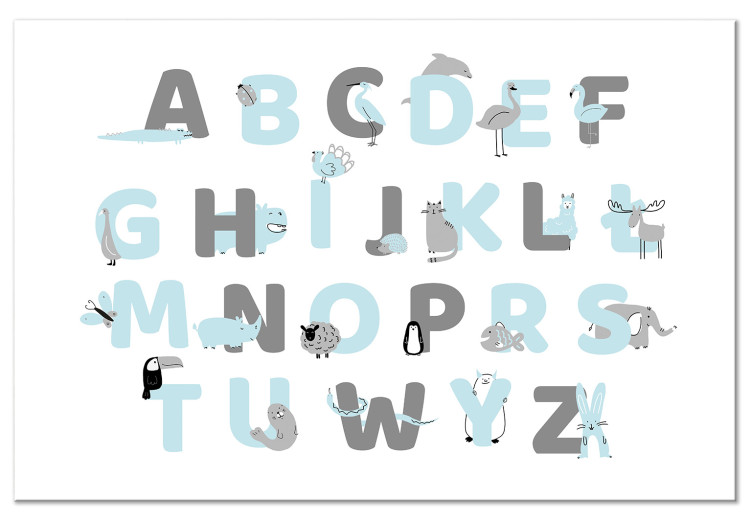 Canvas Polish Alphabet for Children - Blue and Gray Letters with Animals 146457