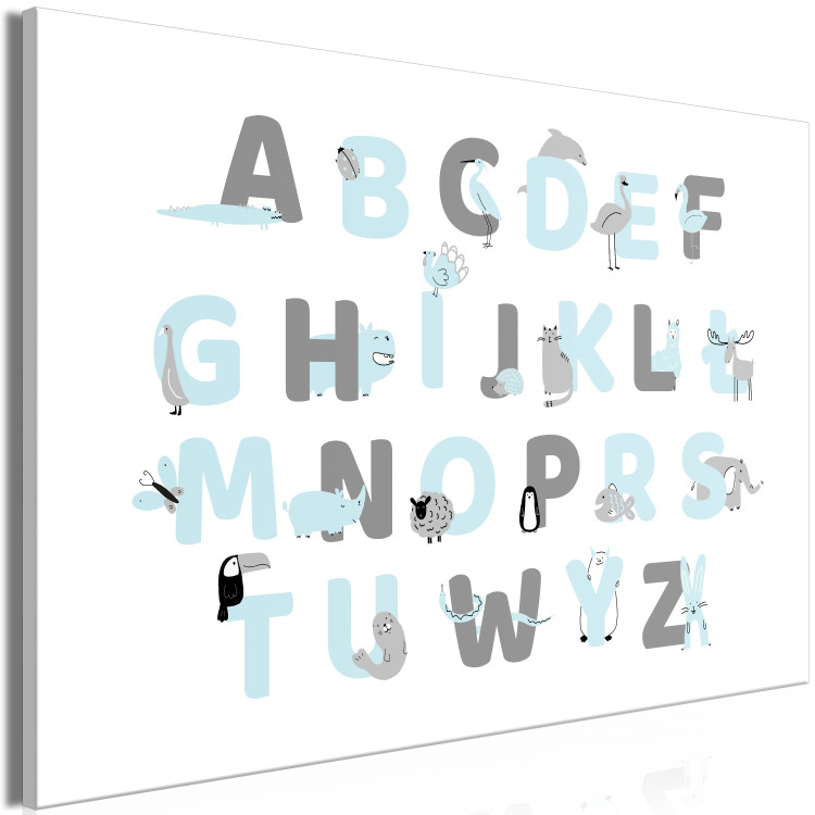 Canvas Polish Alphabet for Children - Blue and Gray Letters with Animals 146457 additionalImage 2