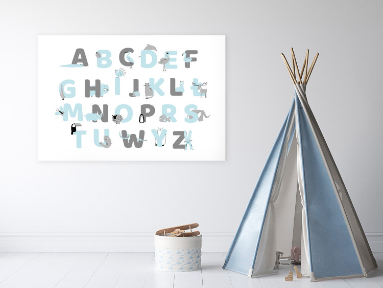 Canvas Polish Alphabet for Children - Blue and Gray Letters with Animals 146457 additionalImage 3