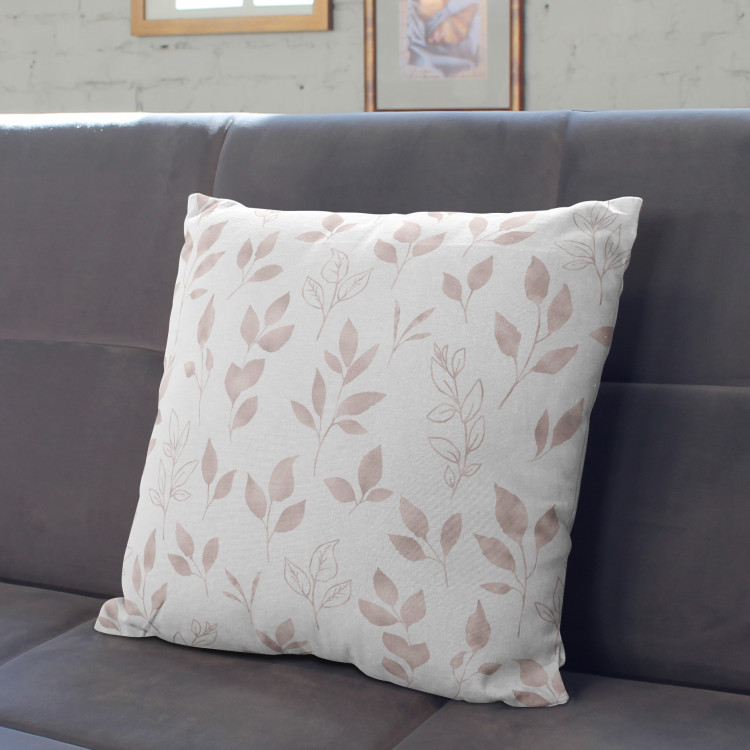 Decorative Microfiber Pillow Subtle foliage - a minimalist floral pattern on white background cushions 146857 additionalImage 3