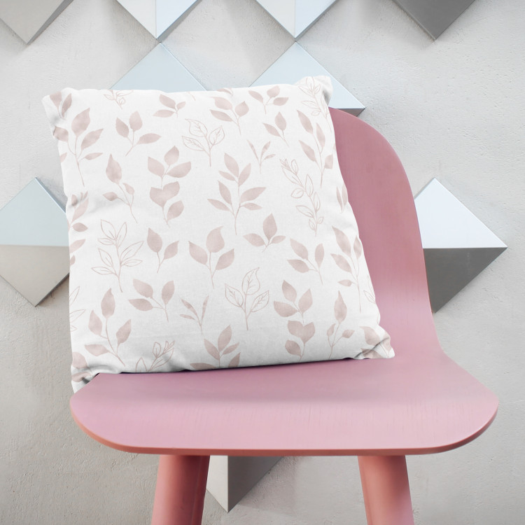 Decorative Microfiber Pillow Subtle foliage - a minimalist floral pattern on white background cushions 146857 additionalImage 4