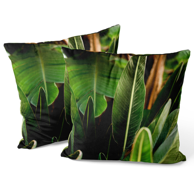 Decorative Velor Pillow Paradise Strelitzia - a composition with rich detail of exotic plants 147057 additionalImage 3