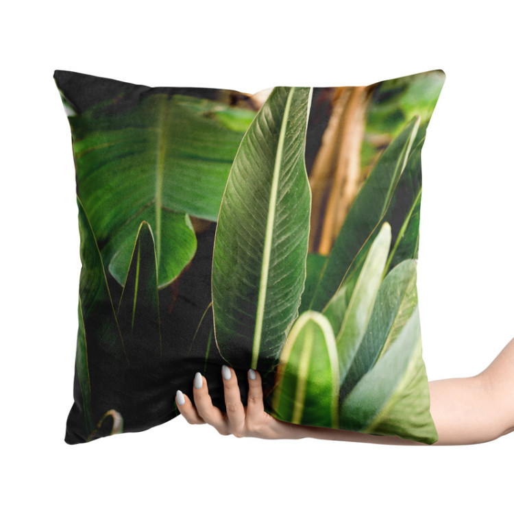 Decorative Velor Pillow Paradise Strelitzia - a composition with rich detail of exotic plants 147057 additionalImage 2