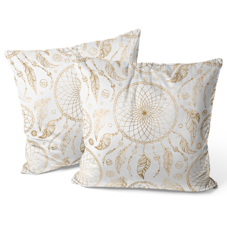 Decorative Velor Pillow Exotic circles - composition in shade of brown on light background 147157 additionalImage 3