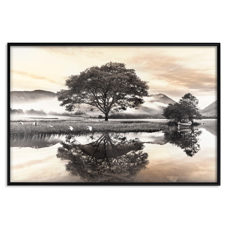 Poster Misty Landscape - Mountains and Trees Reflecting in the Lake’s Surface 147657 additionalImage 18