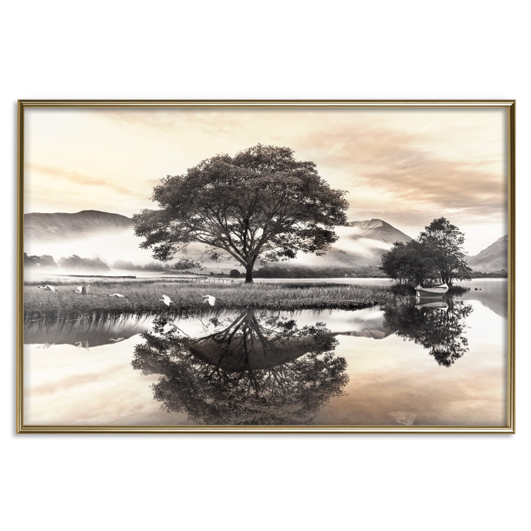 Poster Misty Landscape - Mountains and Trees Reflecting in the Lake’s Surface 147657 additionalImage 23