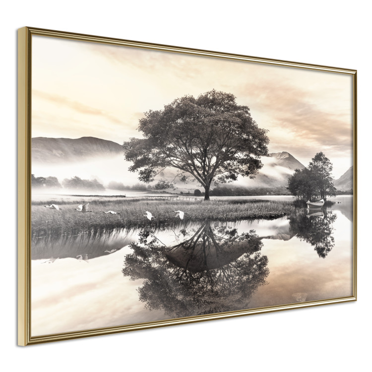 Poster Misty Landscape - Mountains and Trees Reflecting in the Lake’s Surface 147657 additionalImage 6