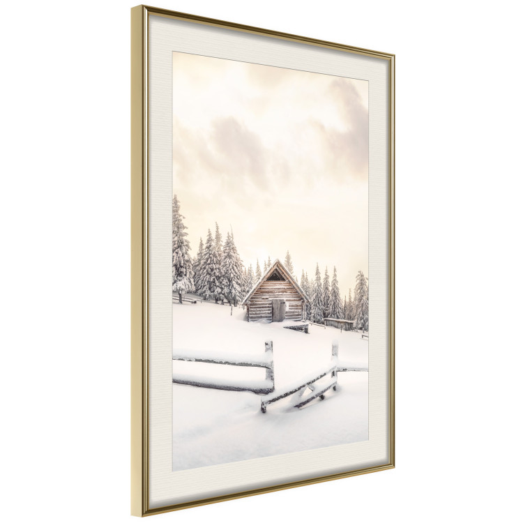 Wall Poster Winter Cottage - Sunrise Landscape Over a Mountain Cottage and a Forest 149057 additionalImage 10