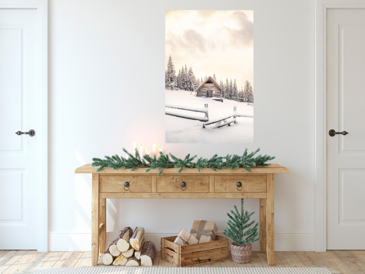 Wall Poster Winter Cottage - Sunrise Landscape Over a Mountain Cottage and a Forest 149057 additionalImage 8