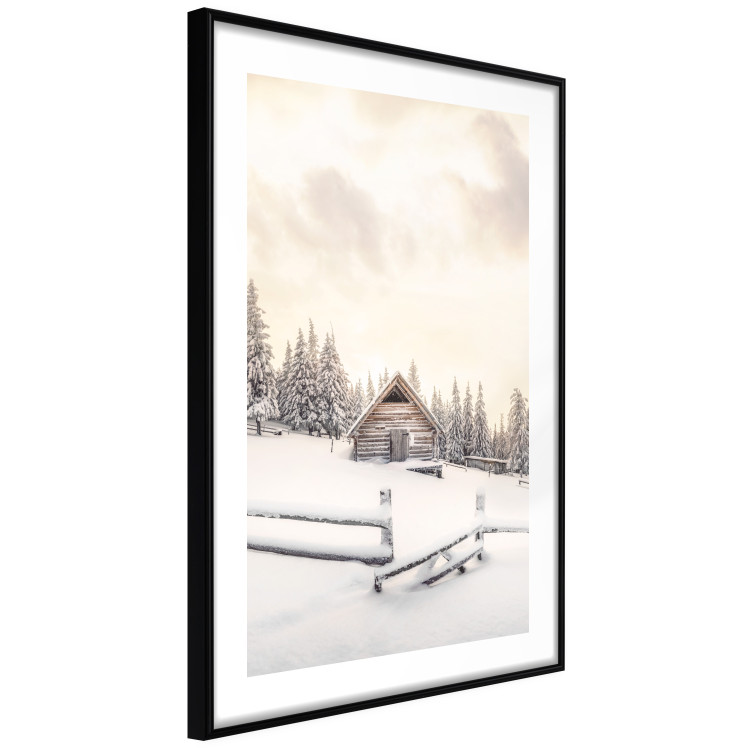 Wall Poster Winter Cottage - Sunrise Landscape Over a Mountain Cottage and a Forest 149057 additionalImage 9