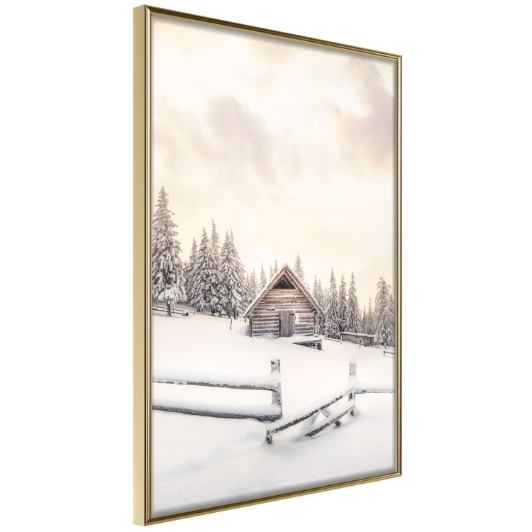 Wall Poster Winter Cottage - Sunrise Landscape Over a Mountain Cottage and a Forest 149057 additionalImage 11