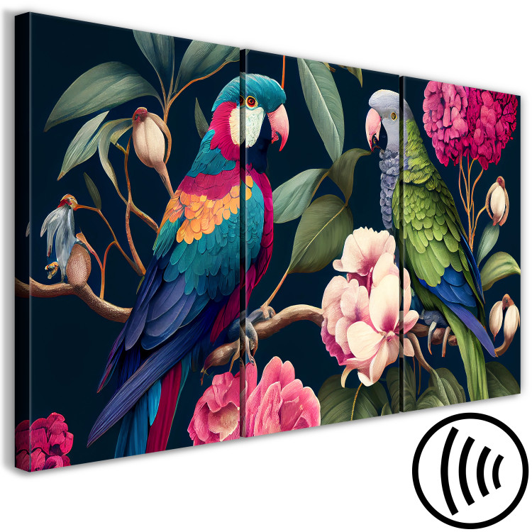 Canvas Tropical Birds - Exotic Parrots Among Blooming Trees 149857 additionalImage 6