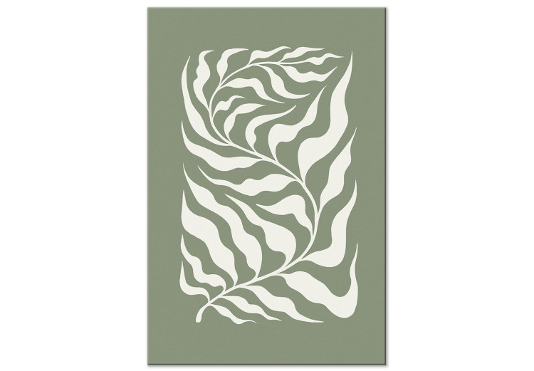 Canvas Art Print Botanical Pattern - Plant on a Sage Base Inspired by Matisse 150057