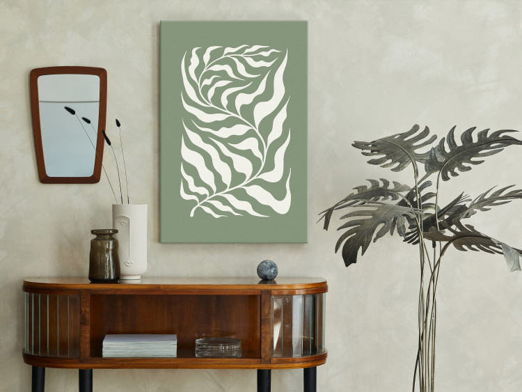 Canvas Art Print Botanical Pattern - Plant on a Sage Base Inspired by Matisse 150057 additionalImage 3