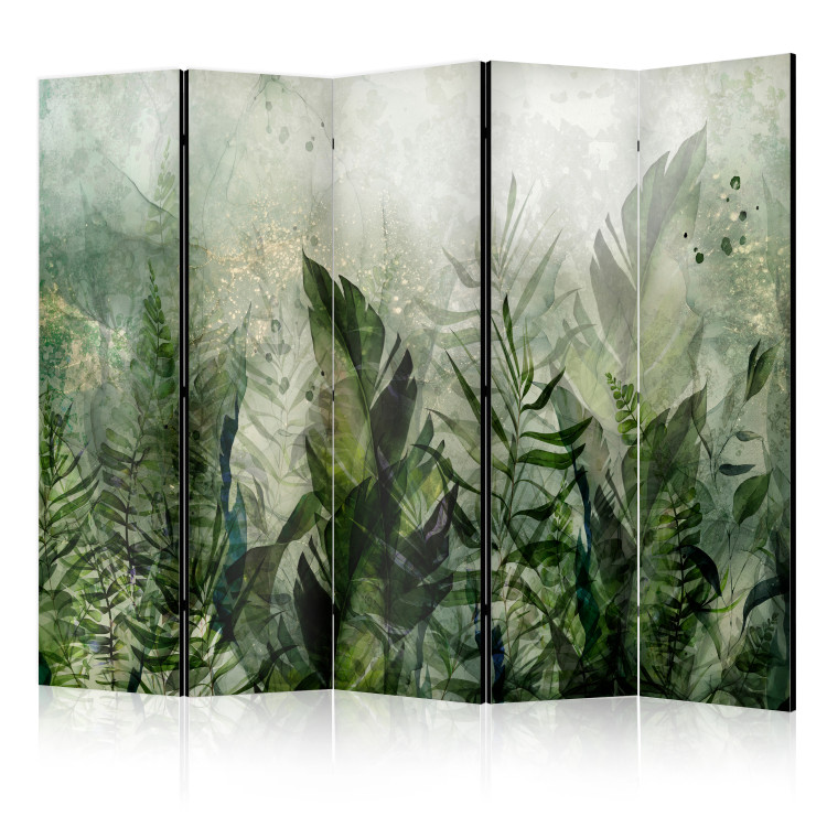 Room Divider Screen In the Morning Dew - A Landscape of Leaves on a Green Background II [Room Dividers] 150957