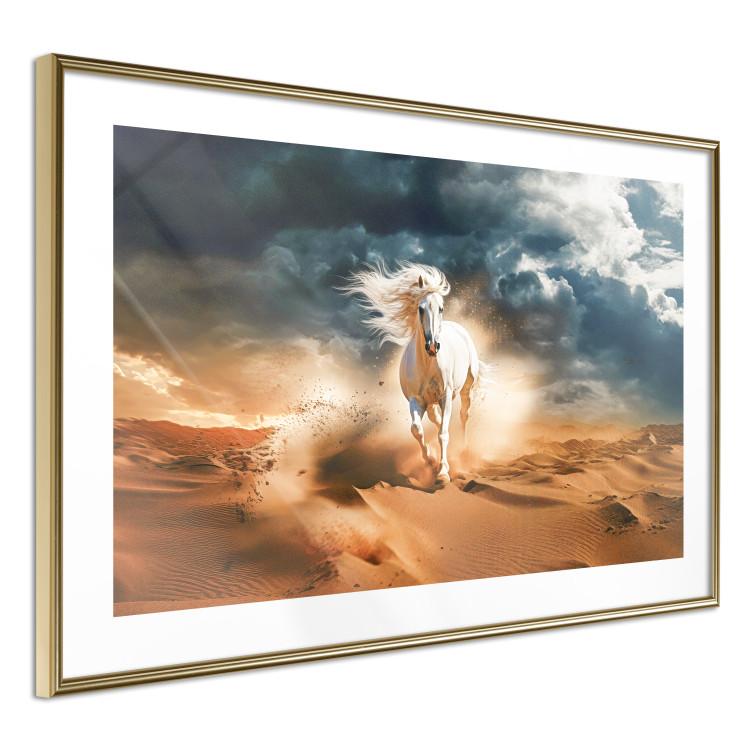 Wall Poster White Horse - A Wild Animal Galloping Through the Desert During a Storm 151557 additionalImage 16
