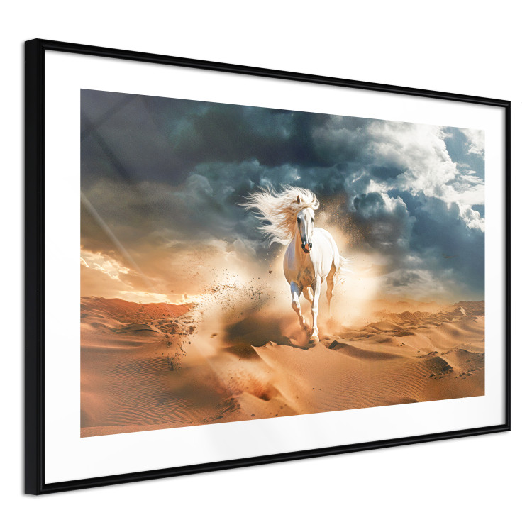 Wall Poster White Horse - A Wild Animal Galloping Through the Desert During a Storm 151557 additionalImage 10