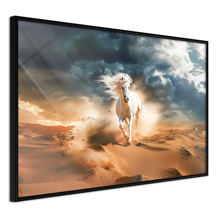 Wall Poster White Horse - A Wild Animal Galloping Through the Desert During a Storm 151557 additionalImage 12