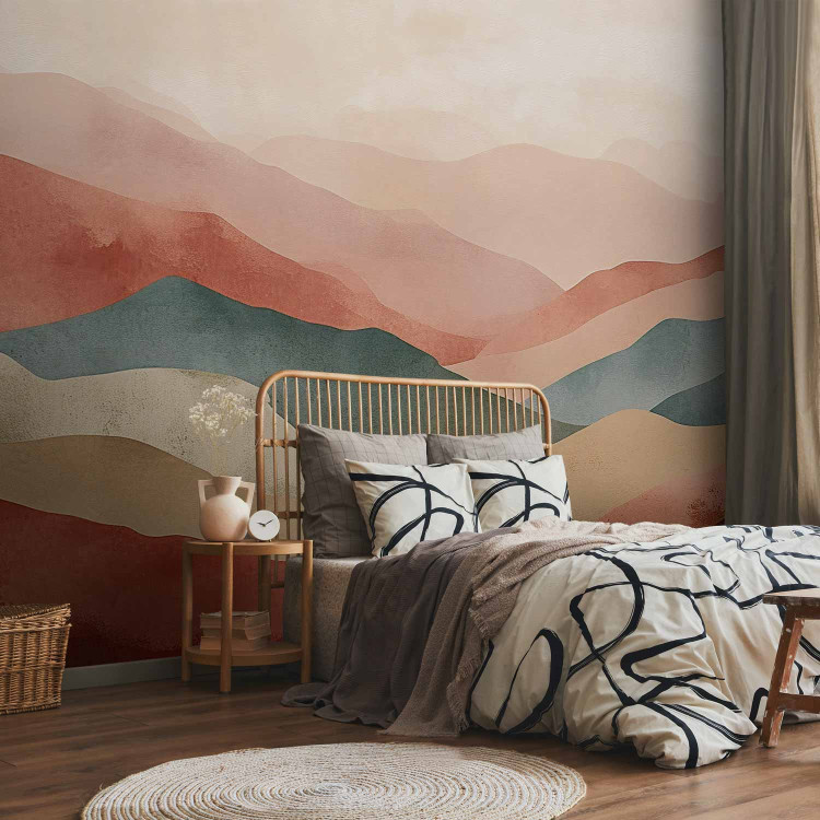 Wall Mural Mountainous Landscape - Simple Composition in Terracotta Style 159457 additionalImage 2