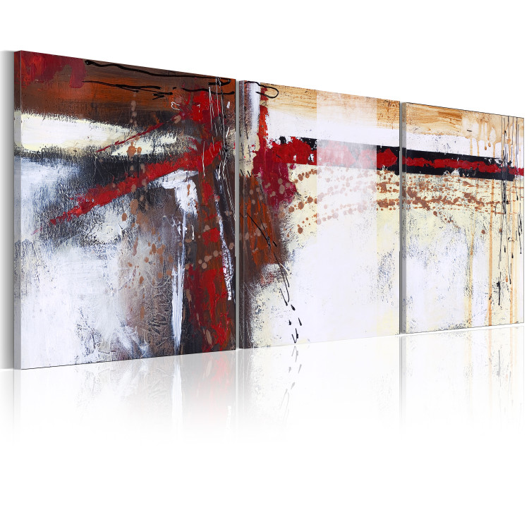 Canvas Print Breath (3-piece) - abstraction with red painted pattern 46657 additionalImage 2