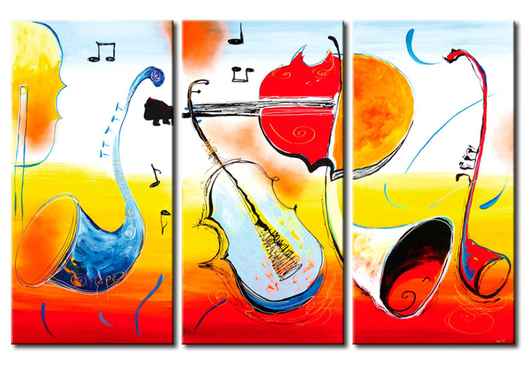 Canvas Musical Instruments (3-piece) - colorful guitars and trumpets with notes 46757