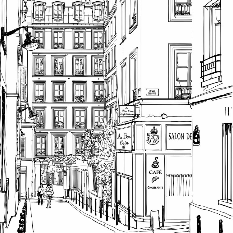 Wall Mural A walk among Townhouses - Black and White Architecture of Paris in France 59857 additionalImage 1