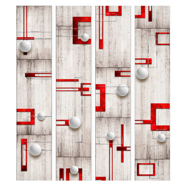 Wallpaper Concrete, red frames and white knobs 89657 additionalImage 1